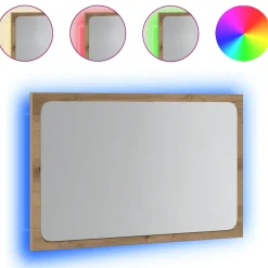 vidaXL Badkamerspiegel met LED 60x8,5x38 cm artisanaal eikenkleurig