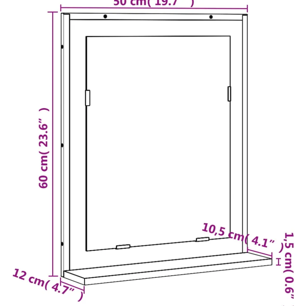 vidaXL Badkamerspiegel met schap 50x12x60 cm hout grijs sonoma eiken