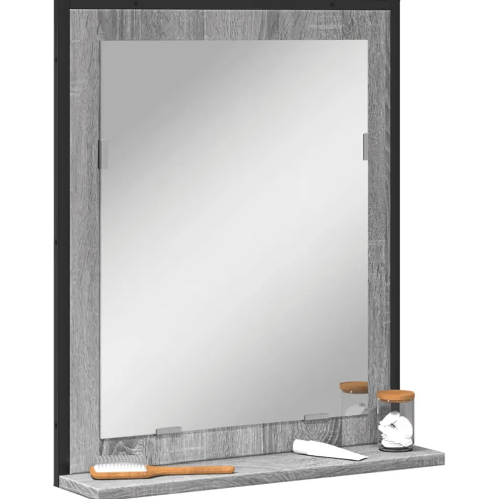 vidaXL Badkamerspiegel met schap 50x12x60 cm hout grijs sonoma eiken