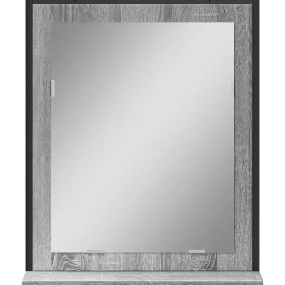 vidaXL Badkamerspiegel met schap 50x12x60 cm hout grijs sonoma eiken