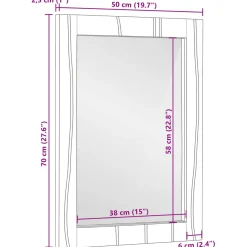 vidaXL Badkamer Spiegel Naturel 50 x 2,5 x 70 cm Rechthoekig