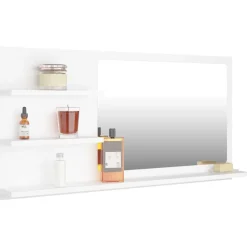 vidaXL Badkamerspiegel 90x10,5x45 cm bewerkt hout wit