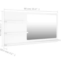 vidaXL Badkamerspiegel 90x10,5x45 cm bewerkt hout wit