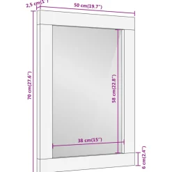 vidaXL Badkamerspiegel 50x70x2,5 cm massief mangohout en glas