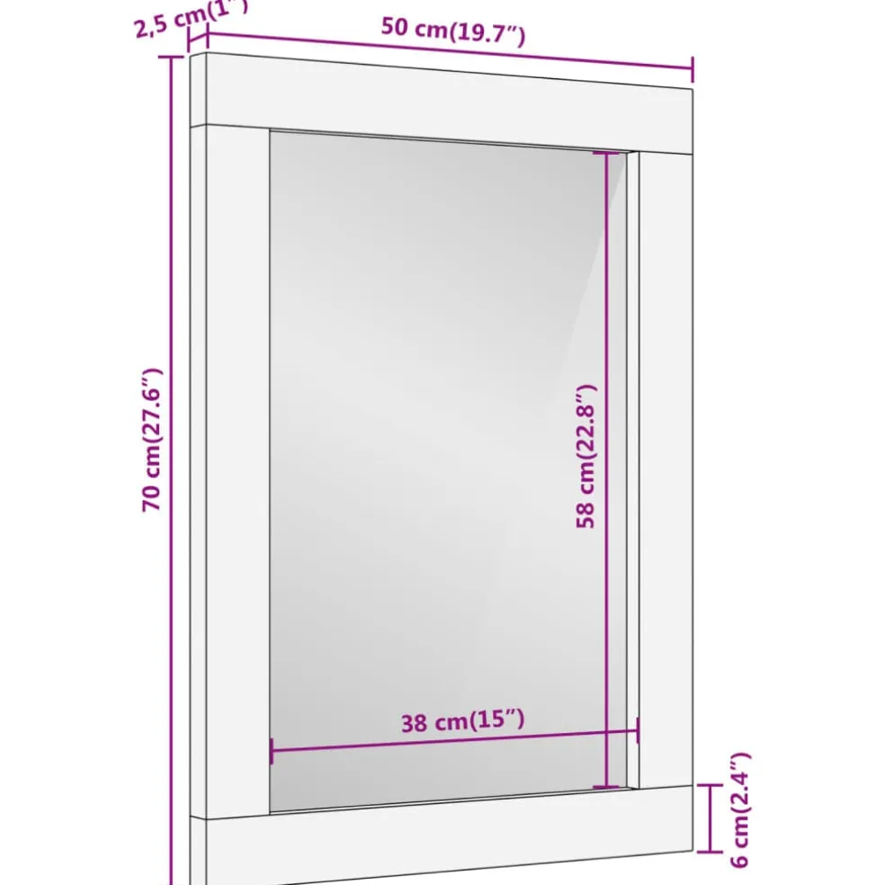 vidaXL Badkamerspiegel 50x70x2,5 cm massief mangohout en glas