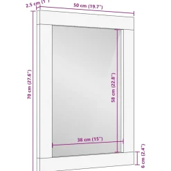 vidaXL Badkamerspiegel 50x70x2,5 cm massief mangohout en glas