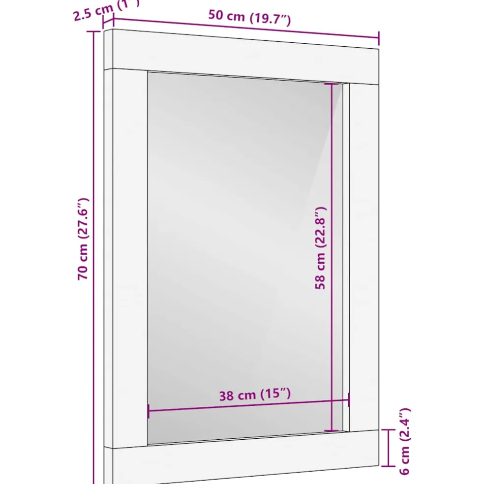vidaXL Badkamerspiegel 50x70x2,5 cm massief mangohout en glas