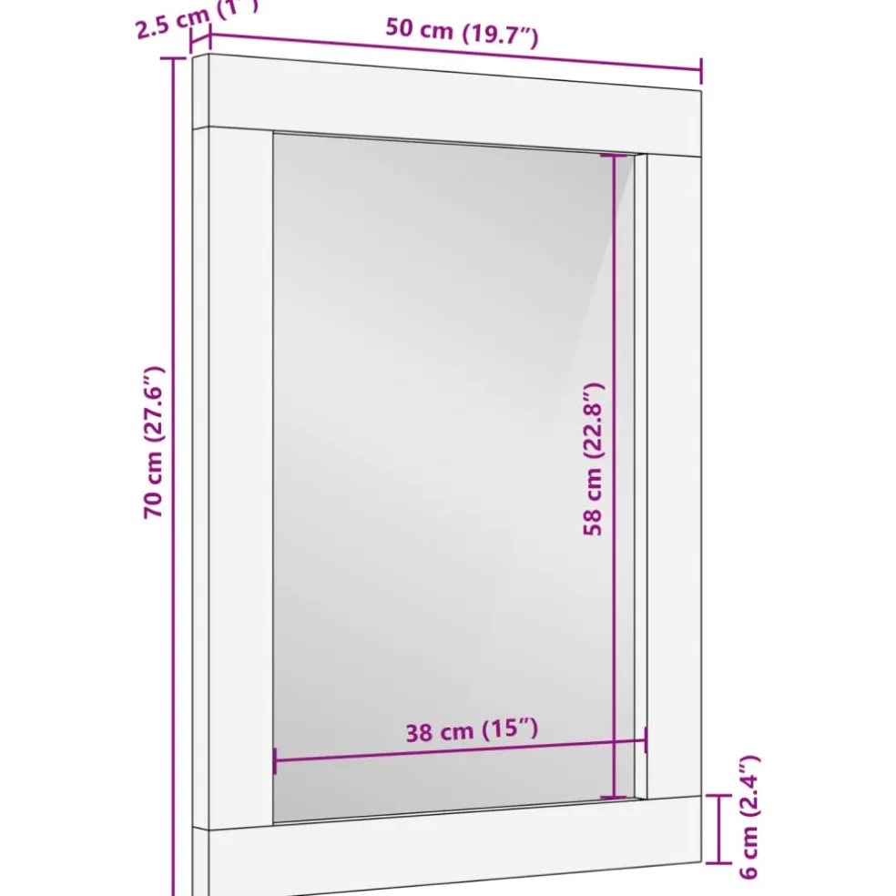 vidaXL Badkamerspiegel 50x70x2,5 cm massief mangohout en glas