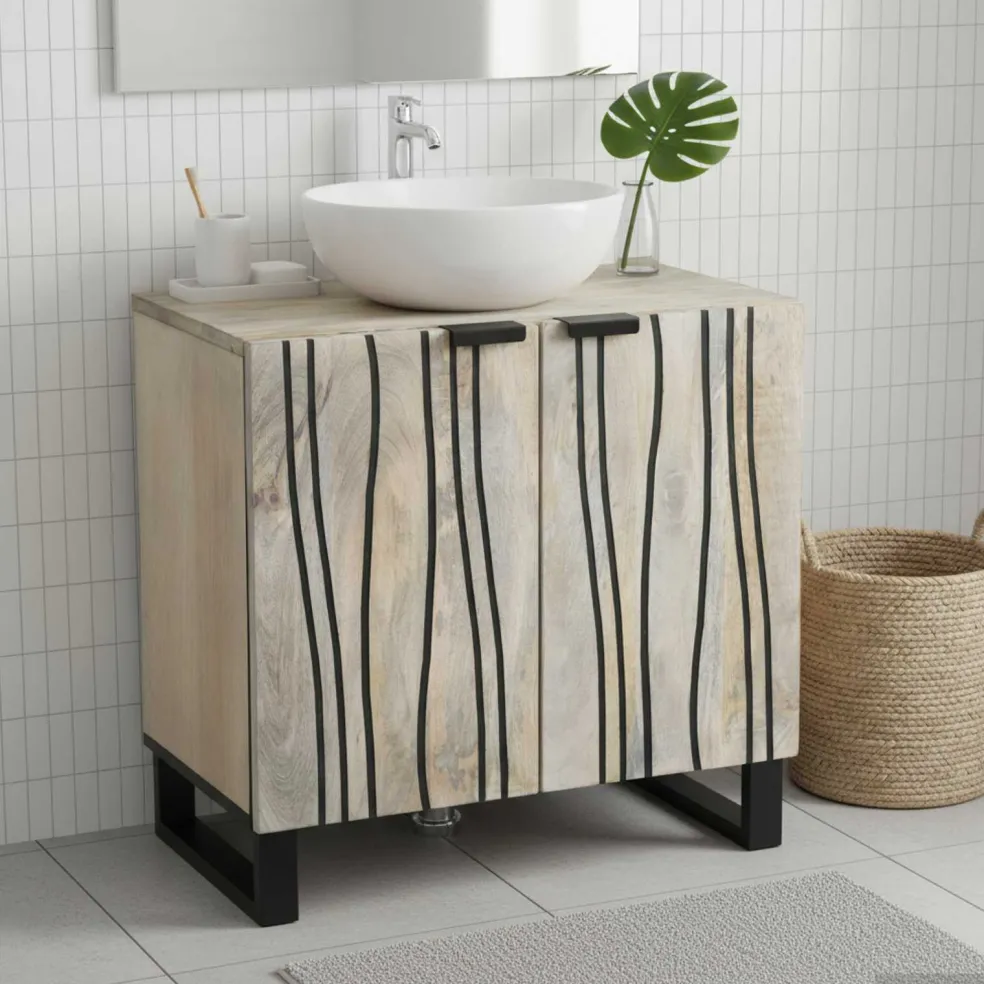 vidaXL Badkamertenk te kast Wit 62 x 33 x 58 cm Bewerkt hout
