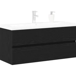 vidaXL Badkamertenk te kast Zwart Eiken 100 x 39 x 62 cm Bewerkt hout