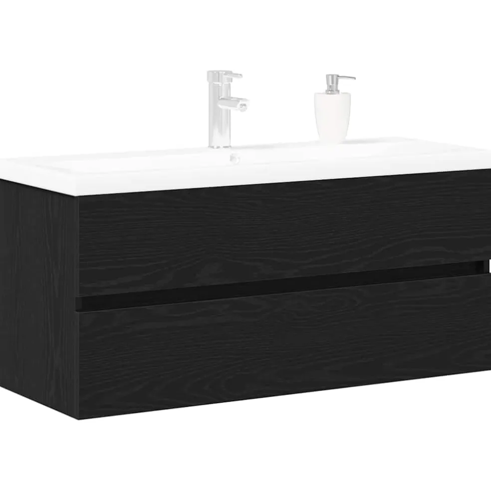 vidaXL Badkamertenk te kast Zwart Eiken 100 x 39 x 62 cm Bewerkt hout