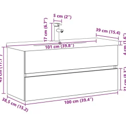 vidaXL Badkamertenk te kast Zwart Eiken 100 x 39 x 62 cm Bewerkt hout