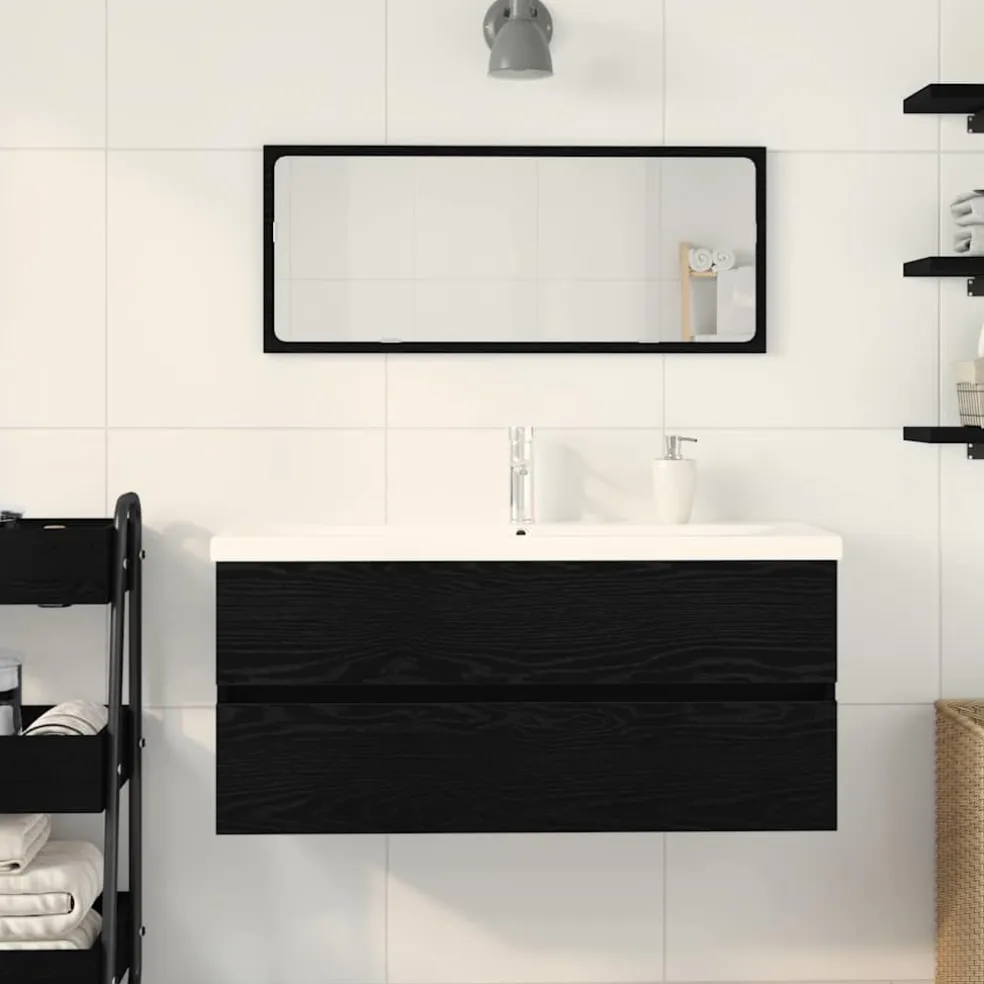 vidaXL Badkamertenk te kast Zwart Eiken 100 x 39 x 62 cm Bewerkt hout
