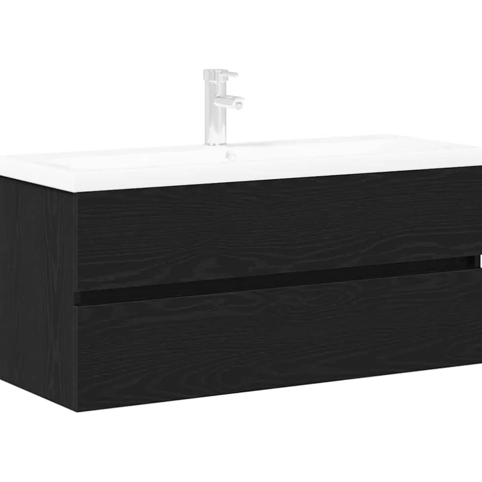 vidaXL Badkamertenk te kast Zwart Eiken 100 x 39 x 62 cm Bewerkt hout