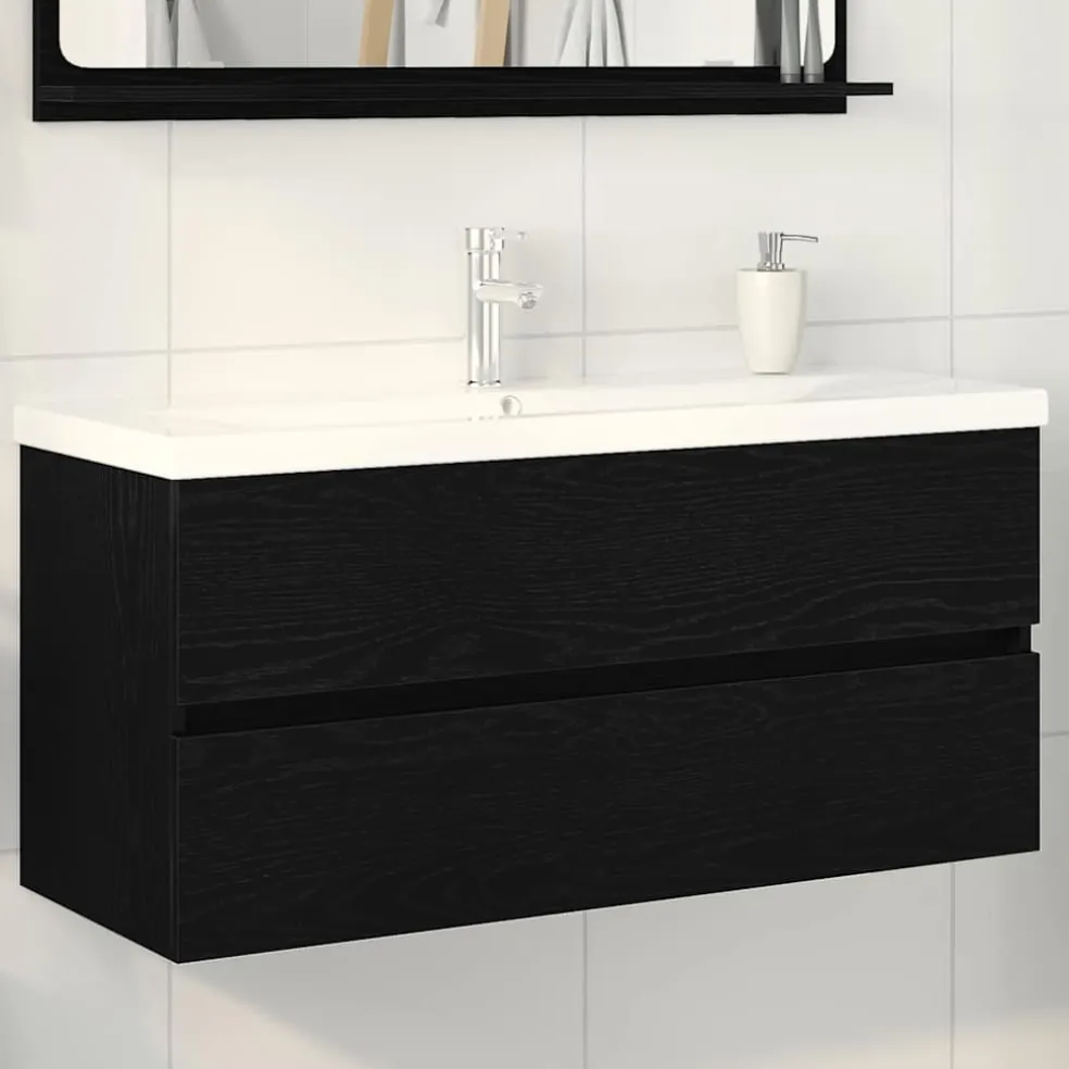 vidaXL Badkamertenk te kast Zwart Eiken 100 x 39 x 62 cm Bewerkt hout