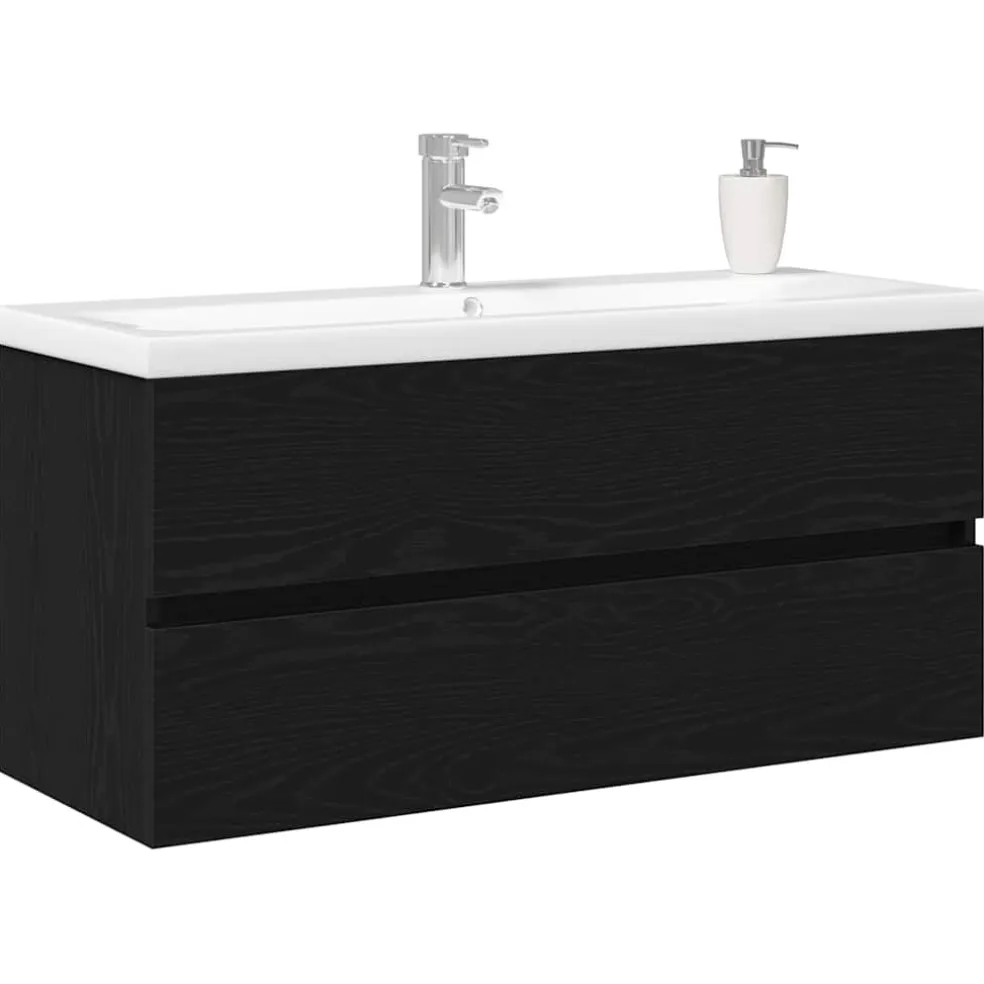 vidaXL Badkamertenk te kast Zwart Eiken 100 x 39 x 62 cm Bewerkt hout