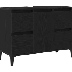 vidaXL Badkamertenk te kast Zwart Eiken 80 x 33 x 60 cm Bewerkt hout