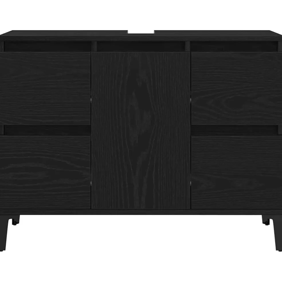 vidaXL Badkamertenk te kast Zwart Eiken 80 x 33 x 60 cm Bewerkt hout