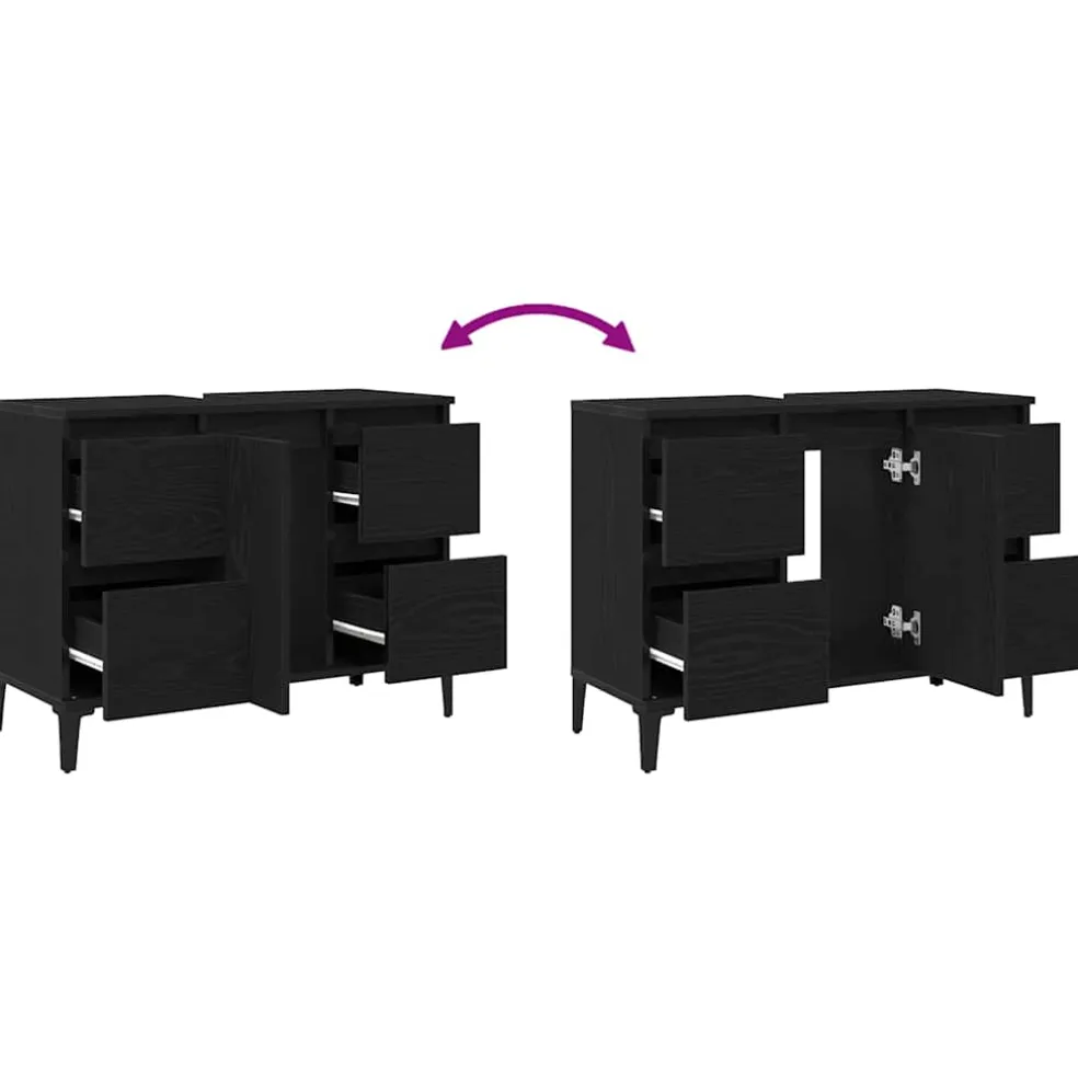 vidaXL Badkamertenk te kast Zwart Eiken 80 x 33 x 60 cm Bewerkt hout