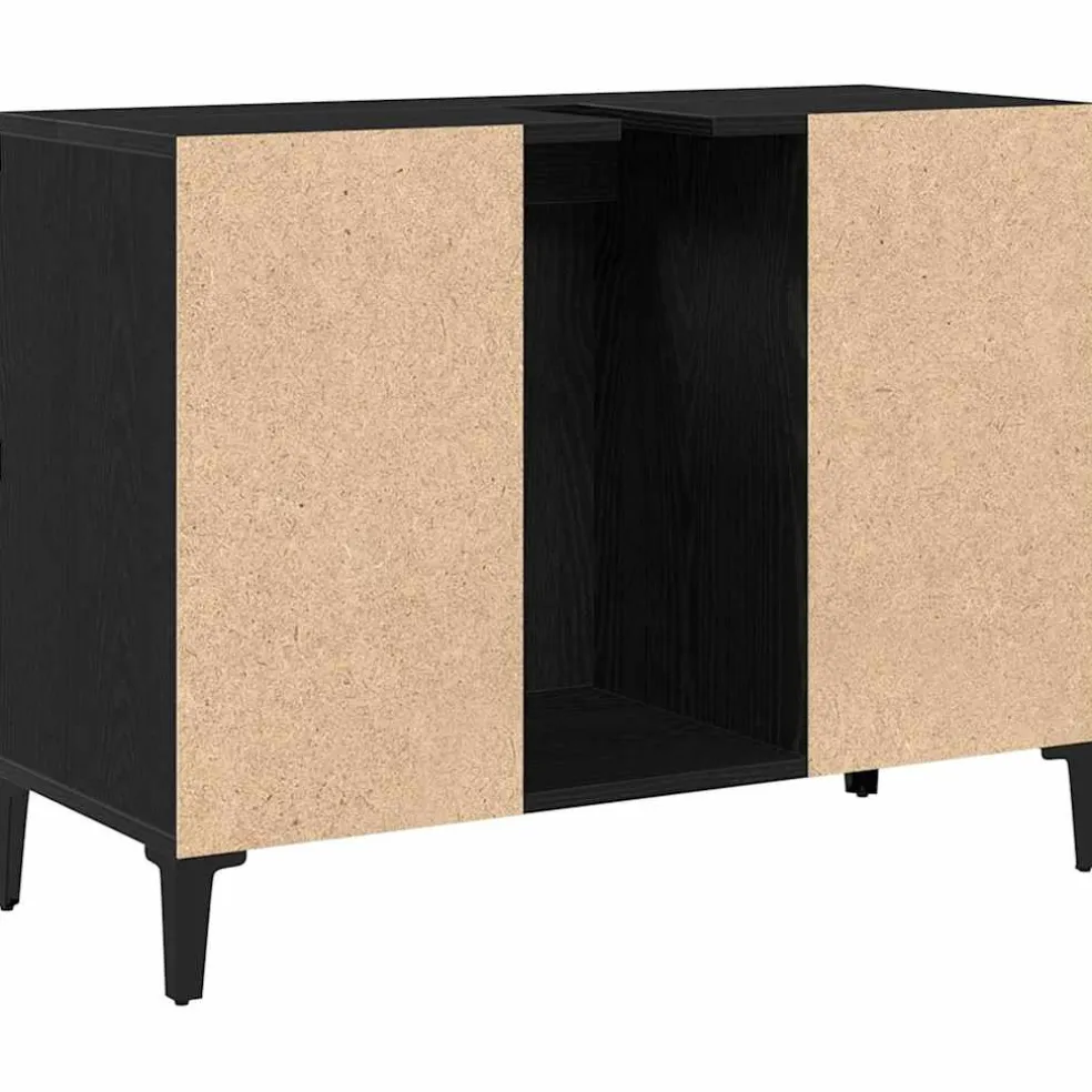 vidaXL Badkamertenk te kast Zwart Eiken 80 x 33 x 60 cm Bewerkt hout