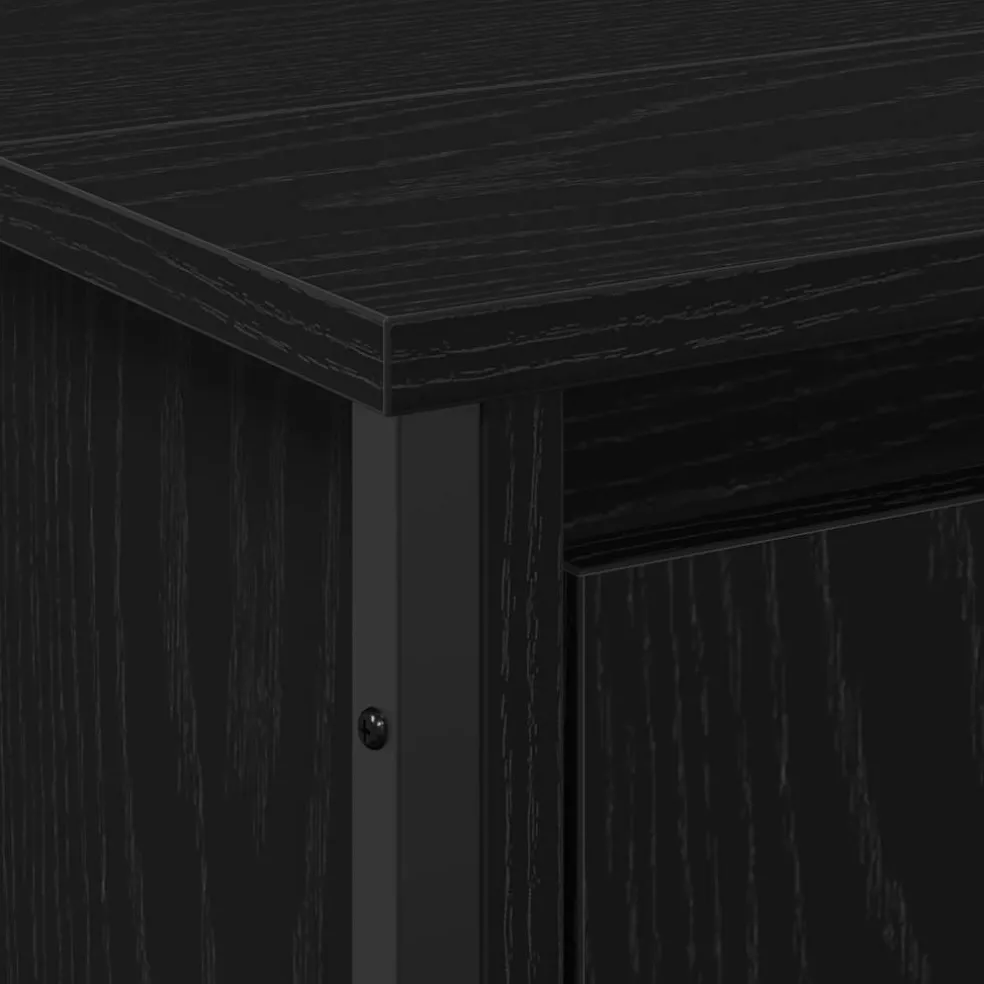 vidaXL Badkamertenk te kast Zwart Eiken 91 x 35 x 60 cm Bewerkt hout