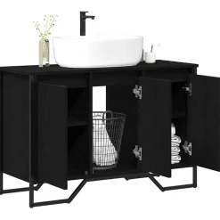 vidaXL Badkamertenk te kast Zwart Eiken 91 x 35 x 60 cm Bewerkt hout