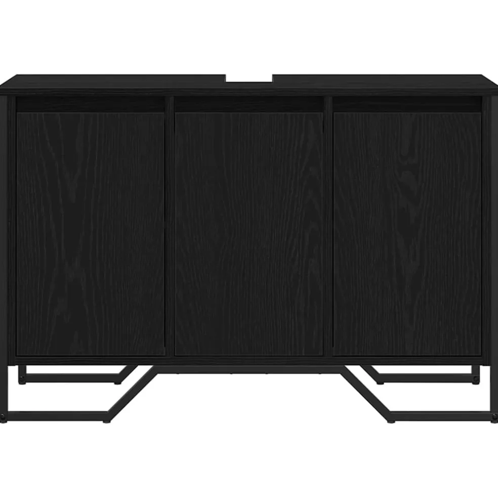 vidaXL Badkamertenk te kast Zwart Eiken 91 x 35 x 60 cm Bewerkt hout