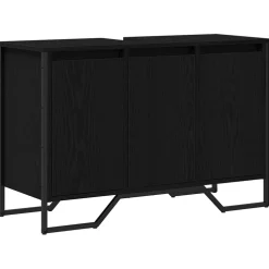 vidaXL Badkamertenk te kast Zwart Eiken 91 x 35 x 60 cm Bewerkt hout