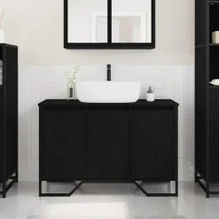 vidaXL Badkamertenk te kast Zwart Eiken 91 x 35 x 60 cm Bewerkt hout