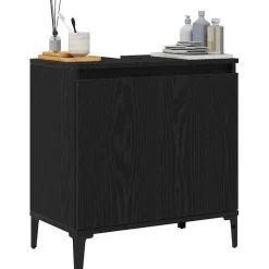 vidaXL Badkamertenk te kast Zwart Eiken 58 x 33 x 60 cm Bewerkt hout