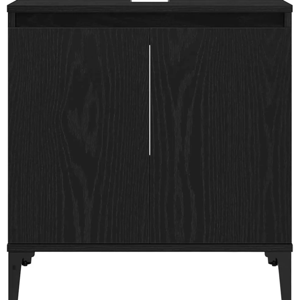 vidaXL Badkamertenk te kast Zwart Eiken 58 x 33 x 60 cm Bewerkt hout