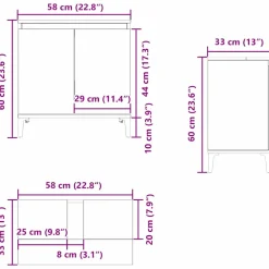vidaXL Badkamertenk te kast Zwart Eiken 58 x 33 x 60 cm Bewerkt hout