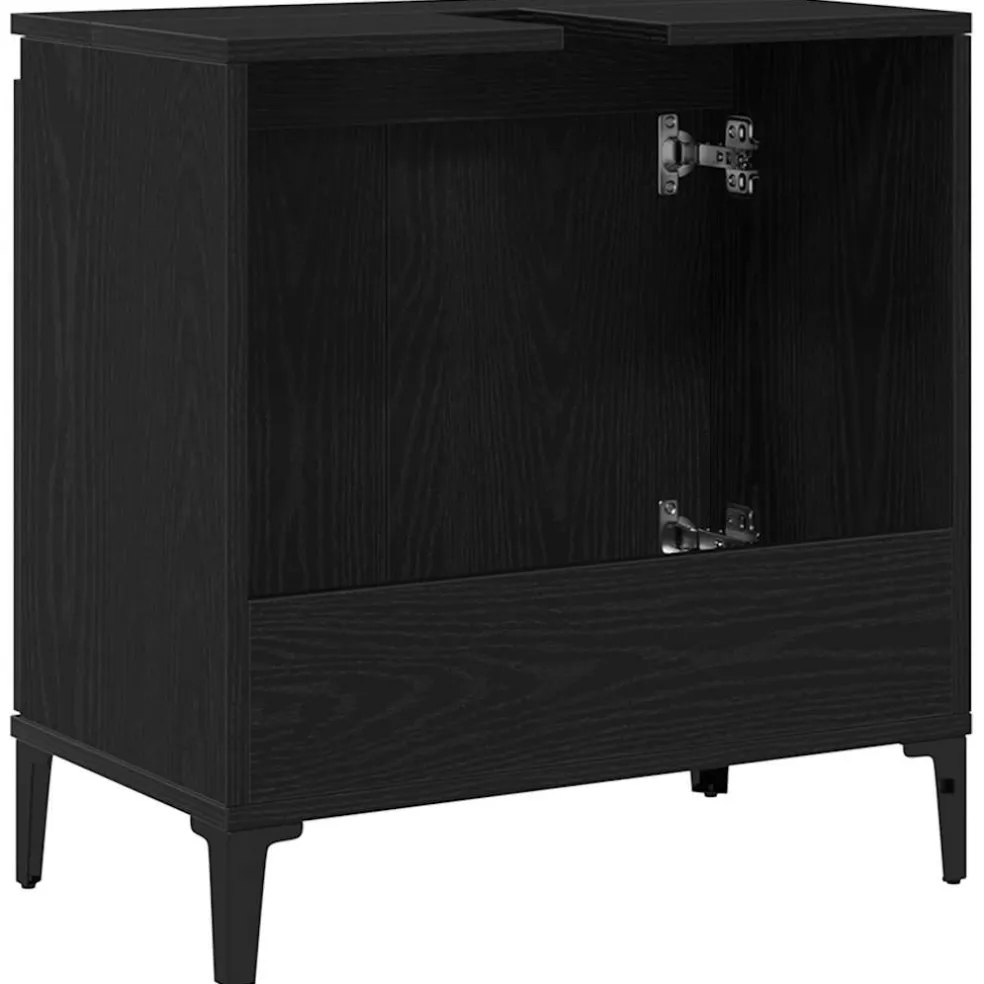 vidaXL Badkamertenk te kast Zwart Eiken 58 x 33 x 60 cm Bewerkt hout