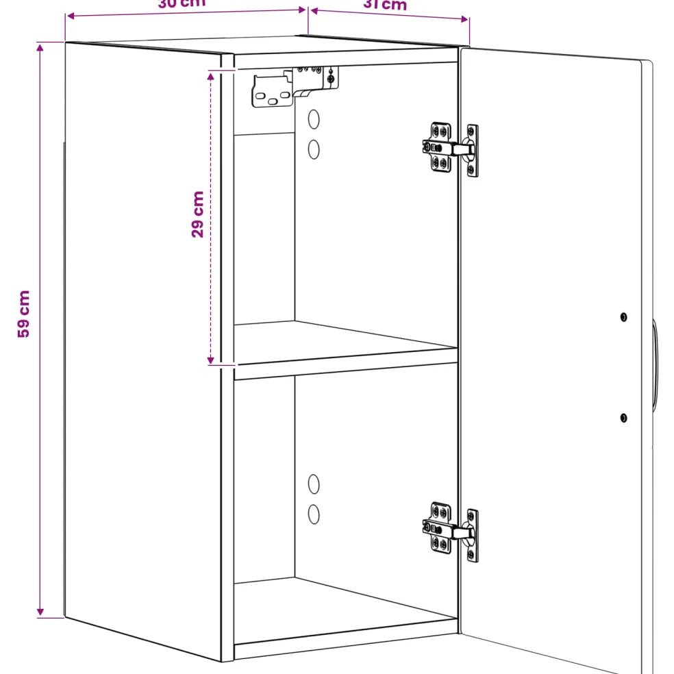 vidaXL Badkamer wandkast HOORN Sonoma Eiken 30 x 31 x 59 cm