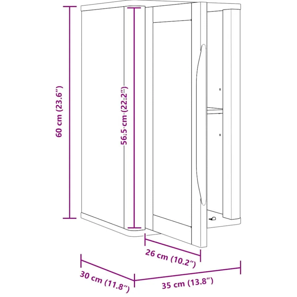 vidaXL Badkamer wandkast met plank FLORO Wasbruin 35 x 30 x 60 cm