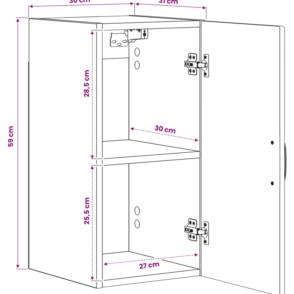 vidaXL Badkamer wandkast UTRECHT Sonoma Eiken 30 x 31 x 59 cm