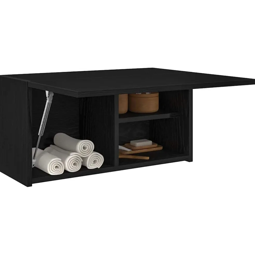 vidaXL Badkamerwandkast 60x25x30 cm bewerkt hout zwart