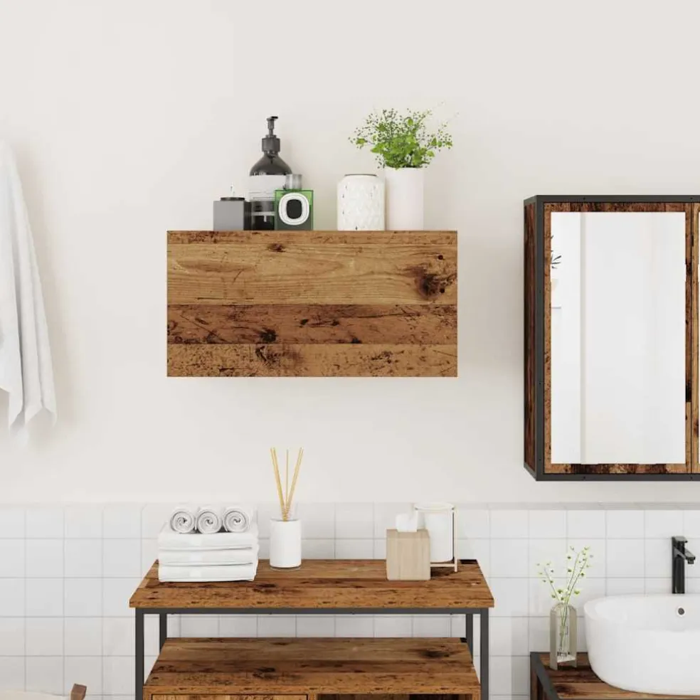 vidaXL Badkamerwandkast 60x25x30 cm bewerkt hout oud houtkleurig