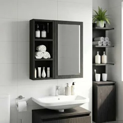 vidaXL Badkamer wandkast Zwarte Eik 20 x 10 x 50 cm Geconstrueerd hout