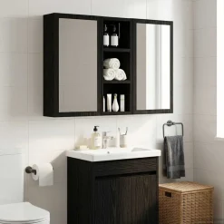 vidaXL Badkamer wandkast Zwarte Eik 20 x 10 x 50 cm Geconstrueerd hout