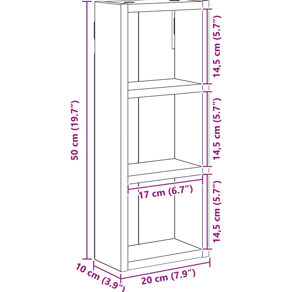 vidaXL Badkamer wandkast Zwarte Eik 20 x 10 x 50 cm Geconstrueerd hout