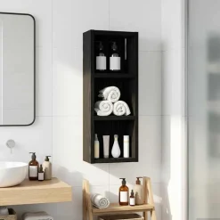 vidaXL Badkamer wandkast Zwarte Eik 20 x 10 x 50 cm Geconstrueerd hout