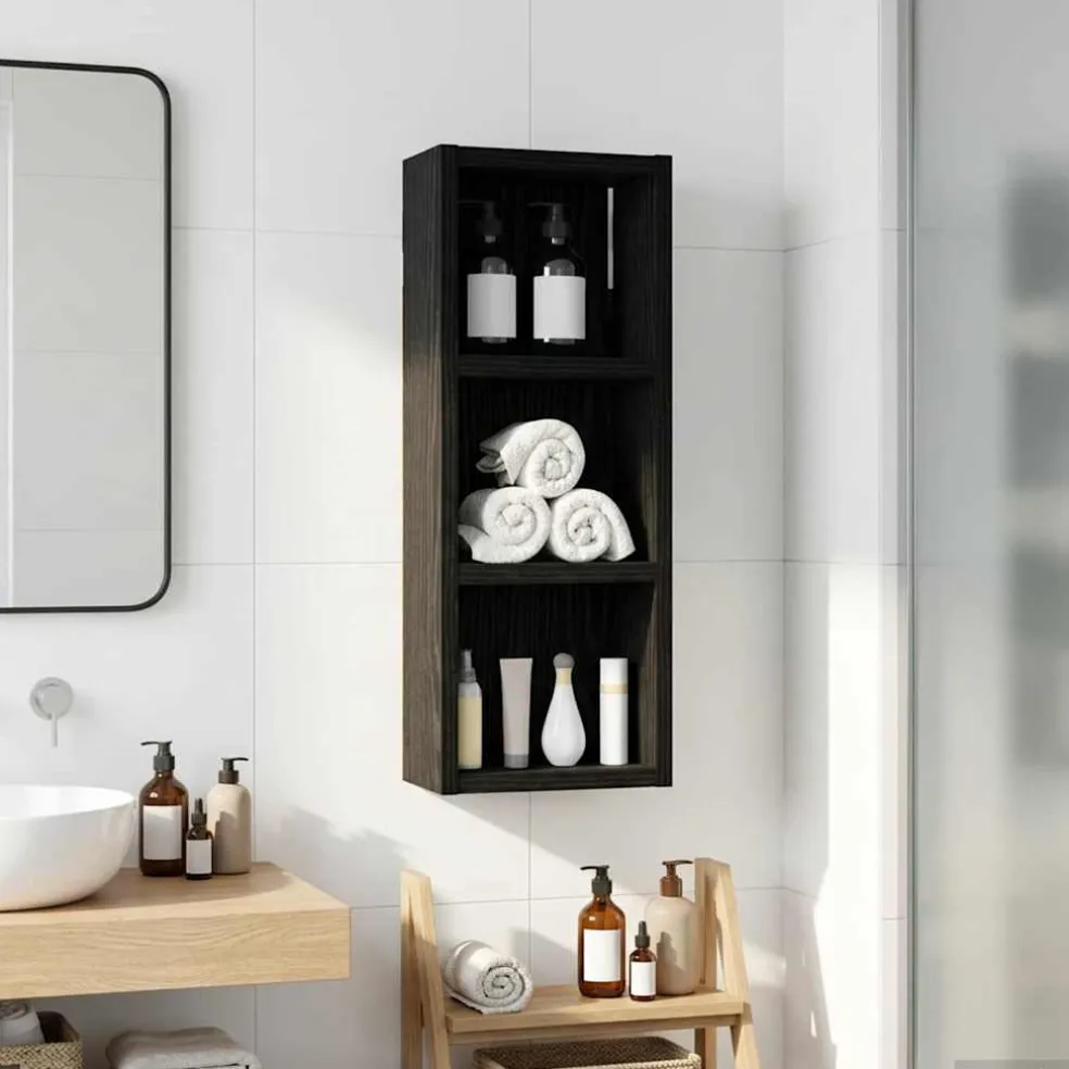 vidaXL Badkamer wandkast Zwarte Eik 20 x 10 x 50 cm Geconstrueerd hout