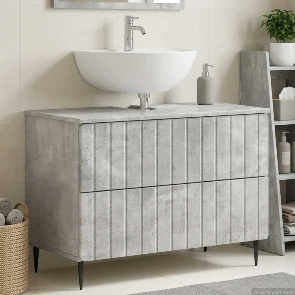 vidaXL Badkamer wastafelkast ZWOLLE Betongrijs 82 x 41 x 58,5 cm