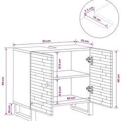 vidaXL Badkamer wastafelkast Naturel 62 x 33 x 58 cm