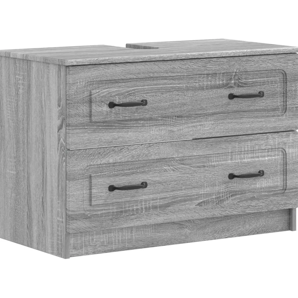 vidaXL Badkamer wastafelkast UTRECHT Grijs Sonoma 82 x 41 x 56 cm
