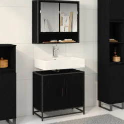vidaXL Badkamer wastafelkast Zwart Eiken 65 x 33 x 60 cm Bewerkt hout