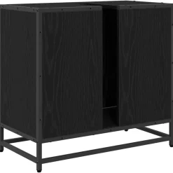 vidaXL Badkamer wastafelkast Zwart Eiken 65 x 33 x 60 cm Bewerkt hout
