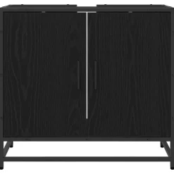 vidaXL Badkamer wastafelkast Zwart Eiken 65 x 33 x 60 cm Bewerkt hout