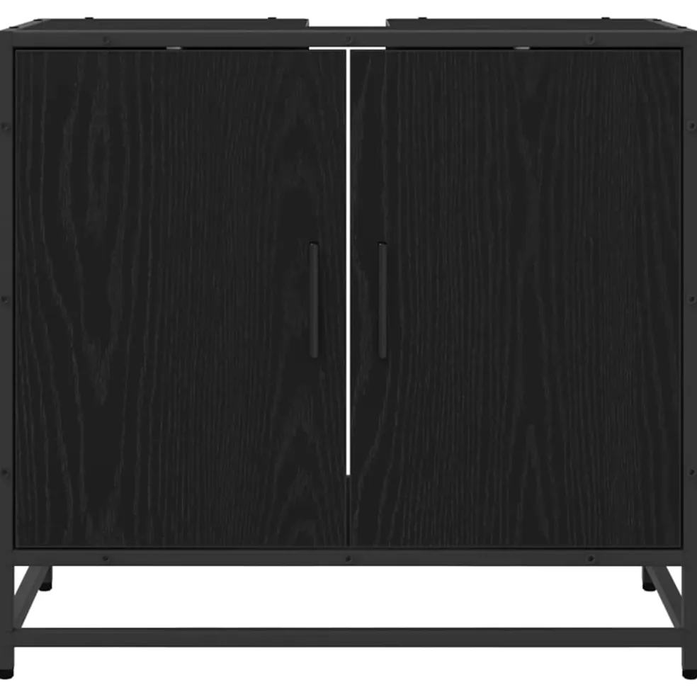 vidaXL Badkamer wastafelkast Zwart Eiken 65 x 33 x 60 cm Bewerkt hout